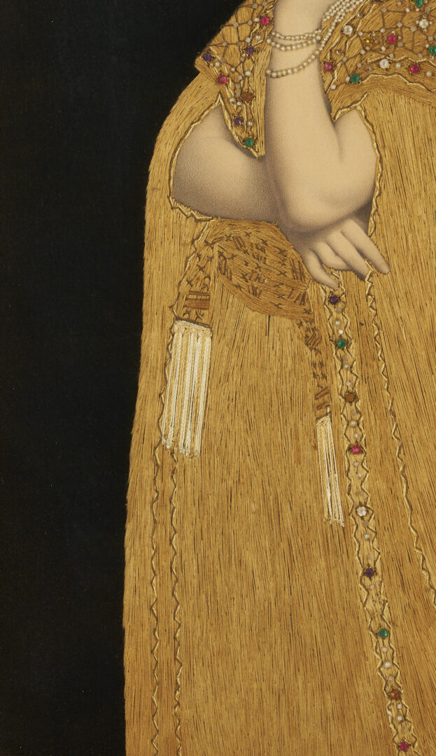 Lot 253: Art Nouveau Silk Embroidered Print, Lalla Rookh