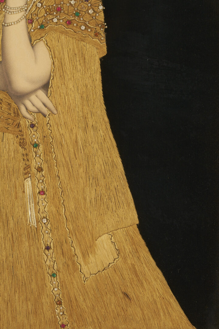 Lot 253: Art Nouveau Silk Embroidered Print, Lalla Rookh