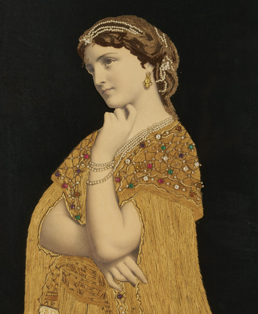 Lot 253: Art Nouveau Silk Embroidered Print, Lalla Rookh