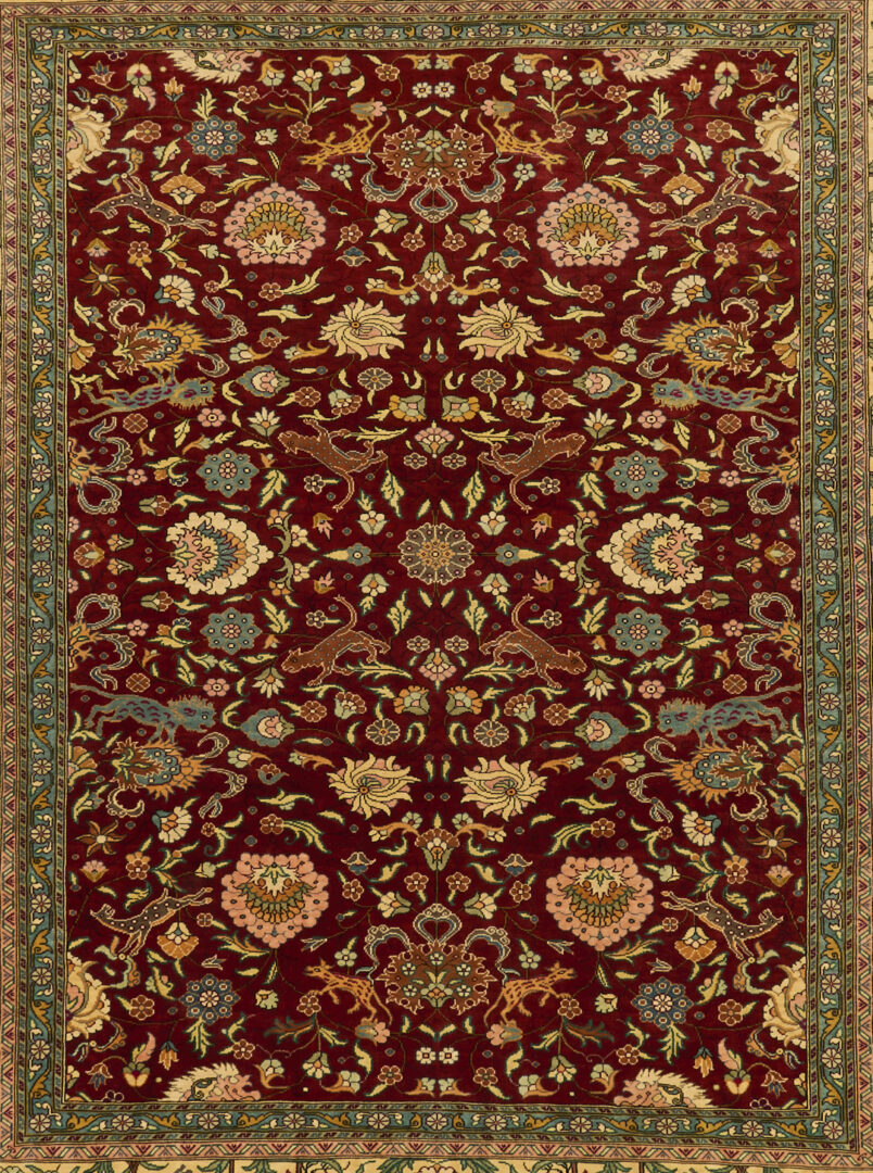 Lot 259: Signed Turkish Shirinian Silk Hereke, Animal Motif