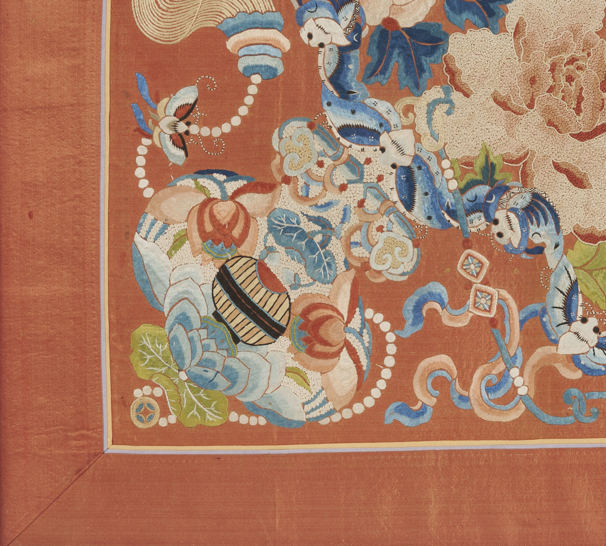 Lot 25: 3 Chinese Forbidden Stitch Silk Embroideries, Framed