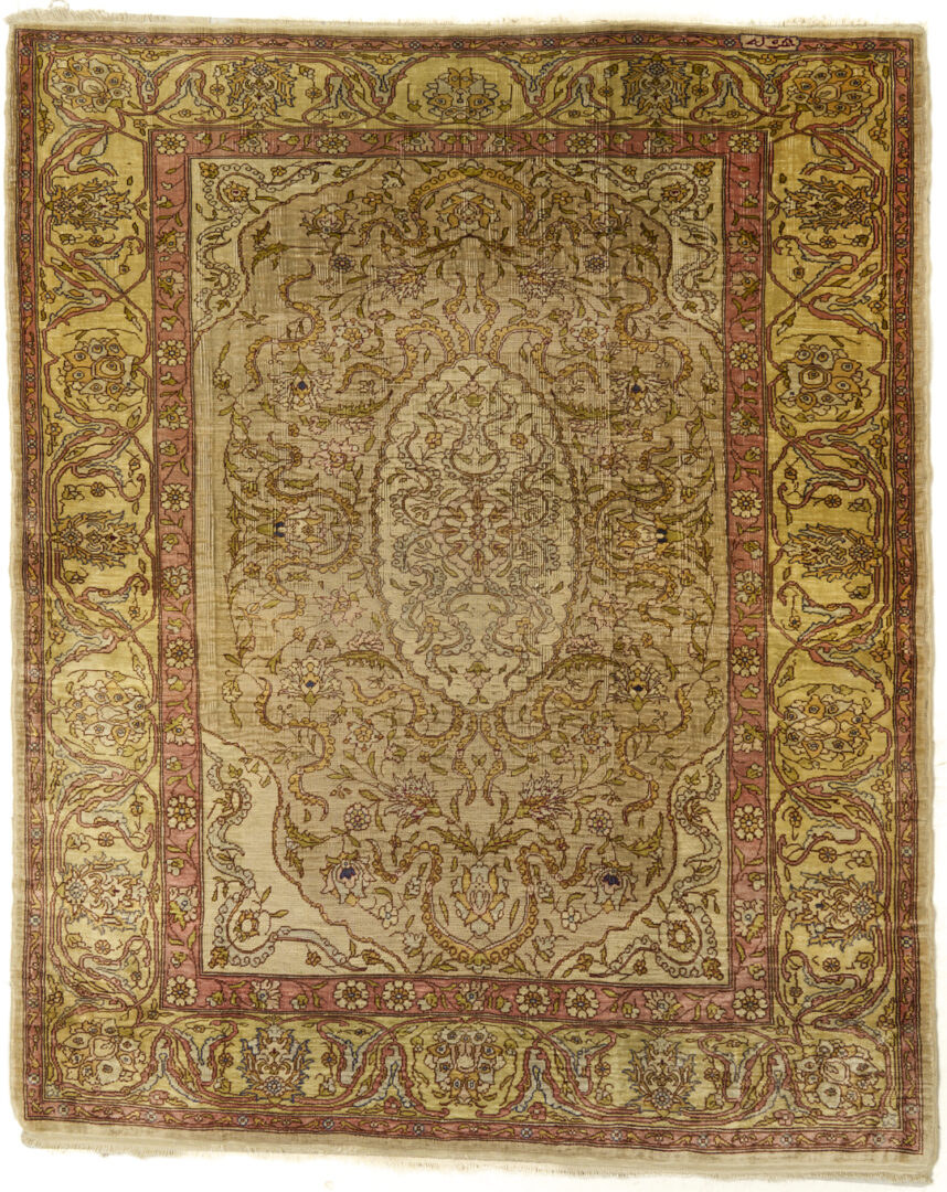 Lot 260: Antique Turkish Silk on Silk Hereke Rug