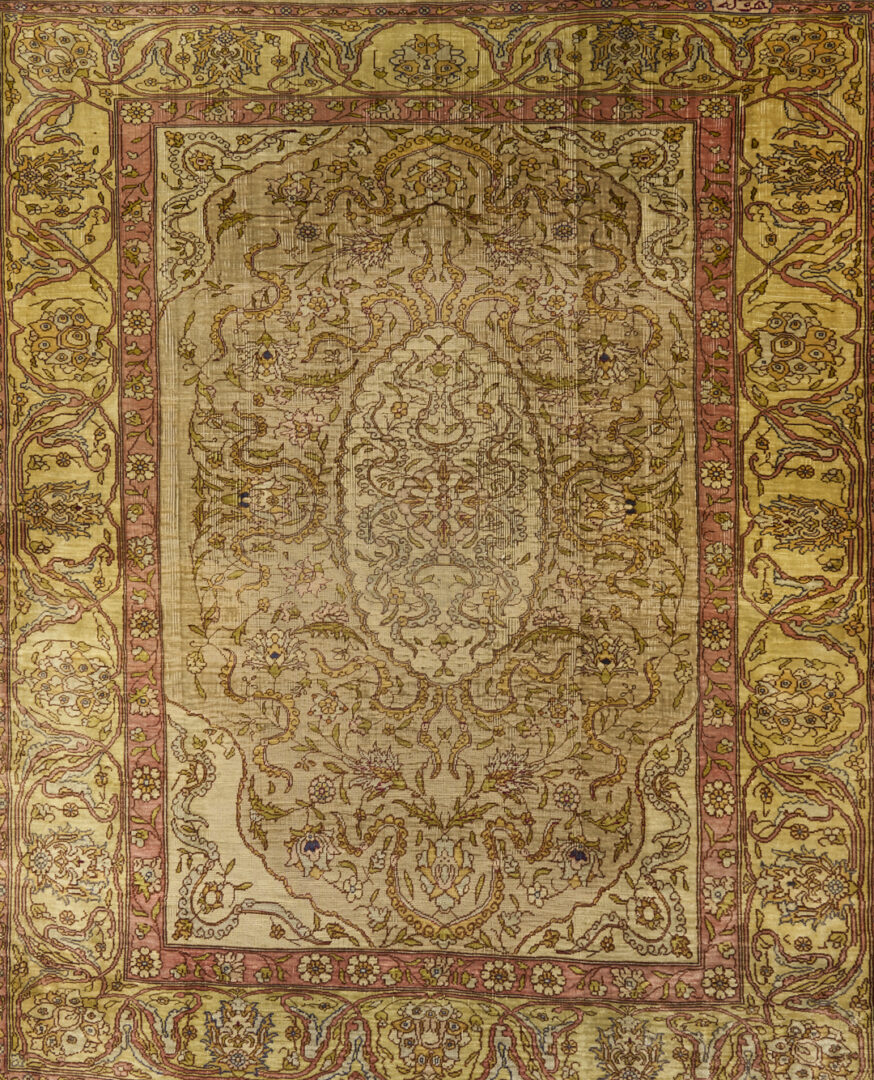 Lot 260: Antique Turkish Silk on Silk Hereke Rug