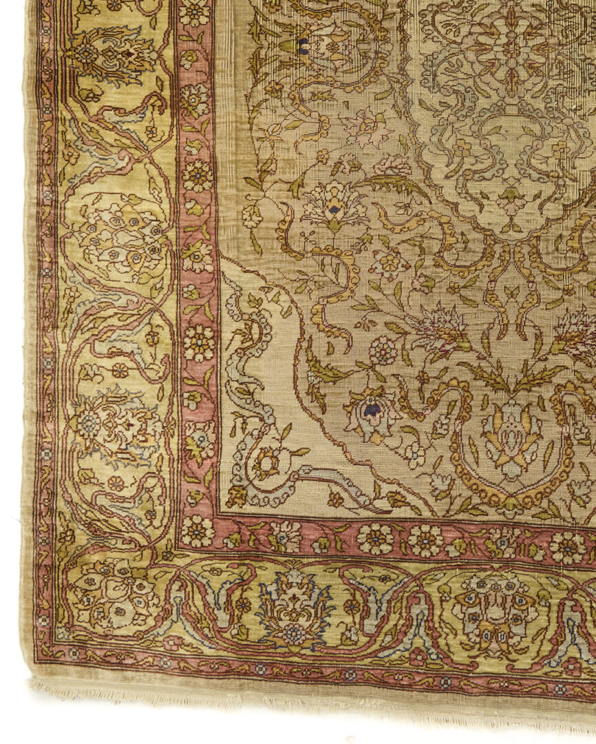 Lot 260: Antique Turkish Silk on Silk Hereke Rug