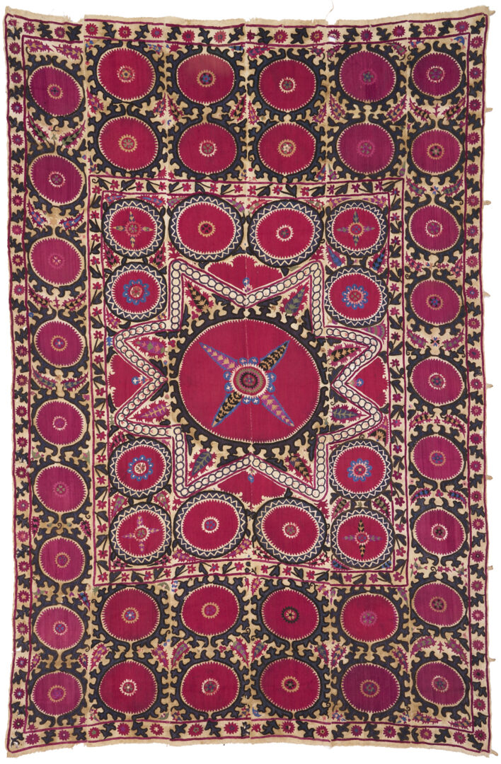 Lot 261: Uzbek Suzani Embroidered Textile, 7 ft x 10 ft