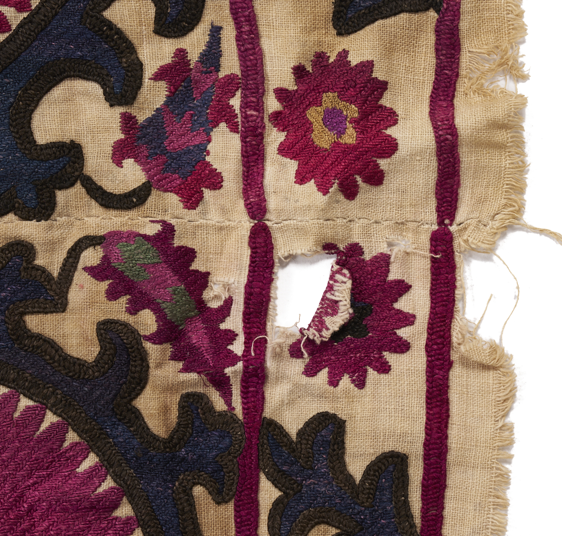 Lot 261: Uzbek Suzani Embroidered Textile, 7 ft x 10 ft