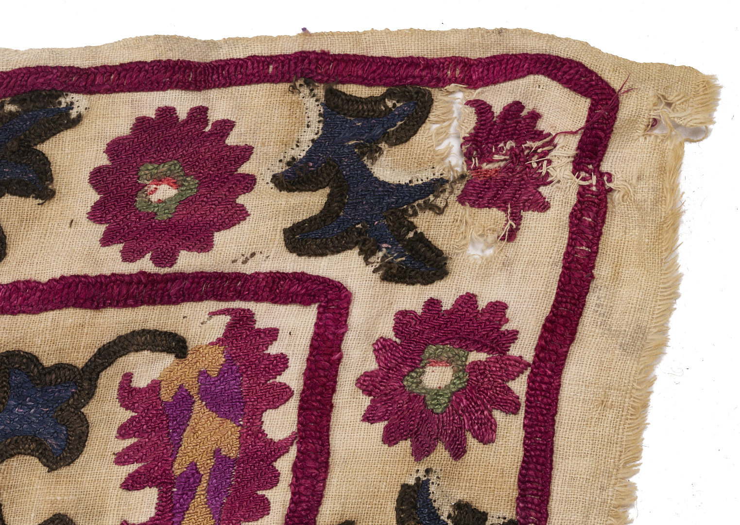 Lot 261: Uzbek Suzani Embroidered Textile, 7 ft x 10 ft
