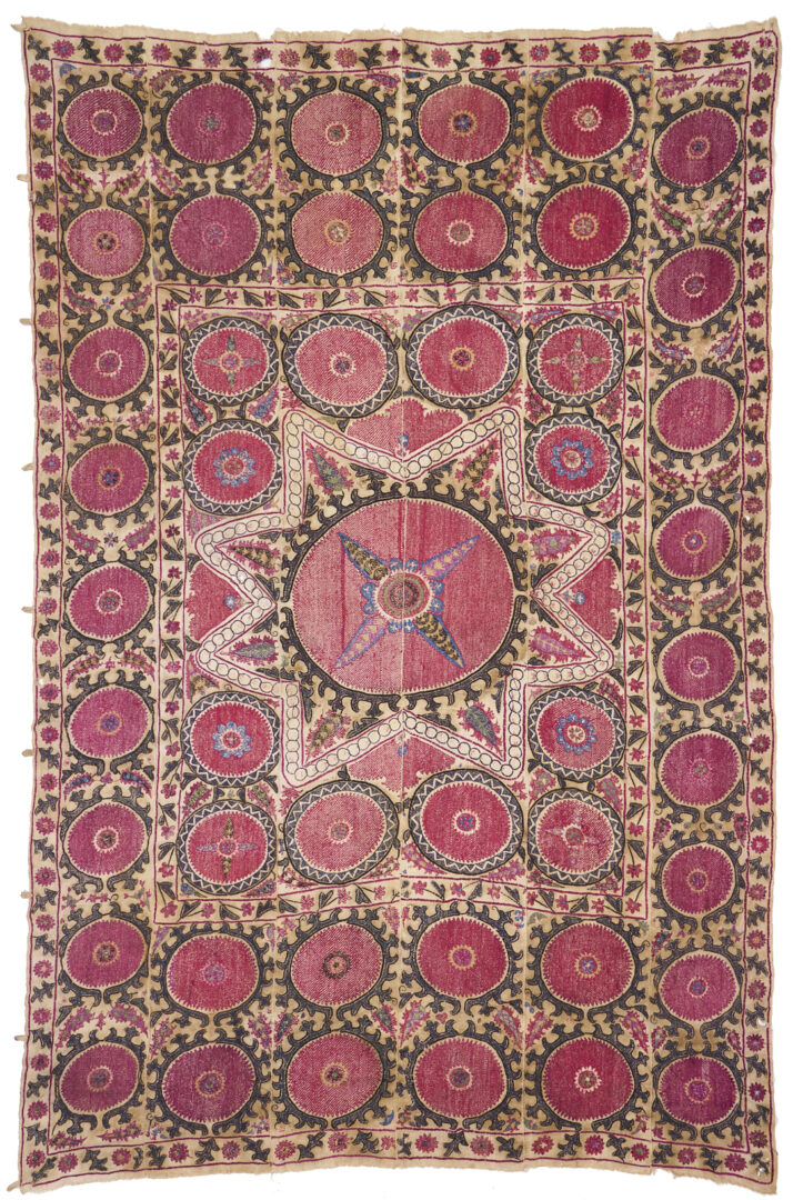 Lot 261: Uzbek Suzani Embroidered Textile, 7 ft x 10 ft