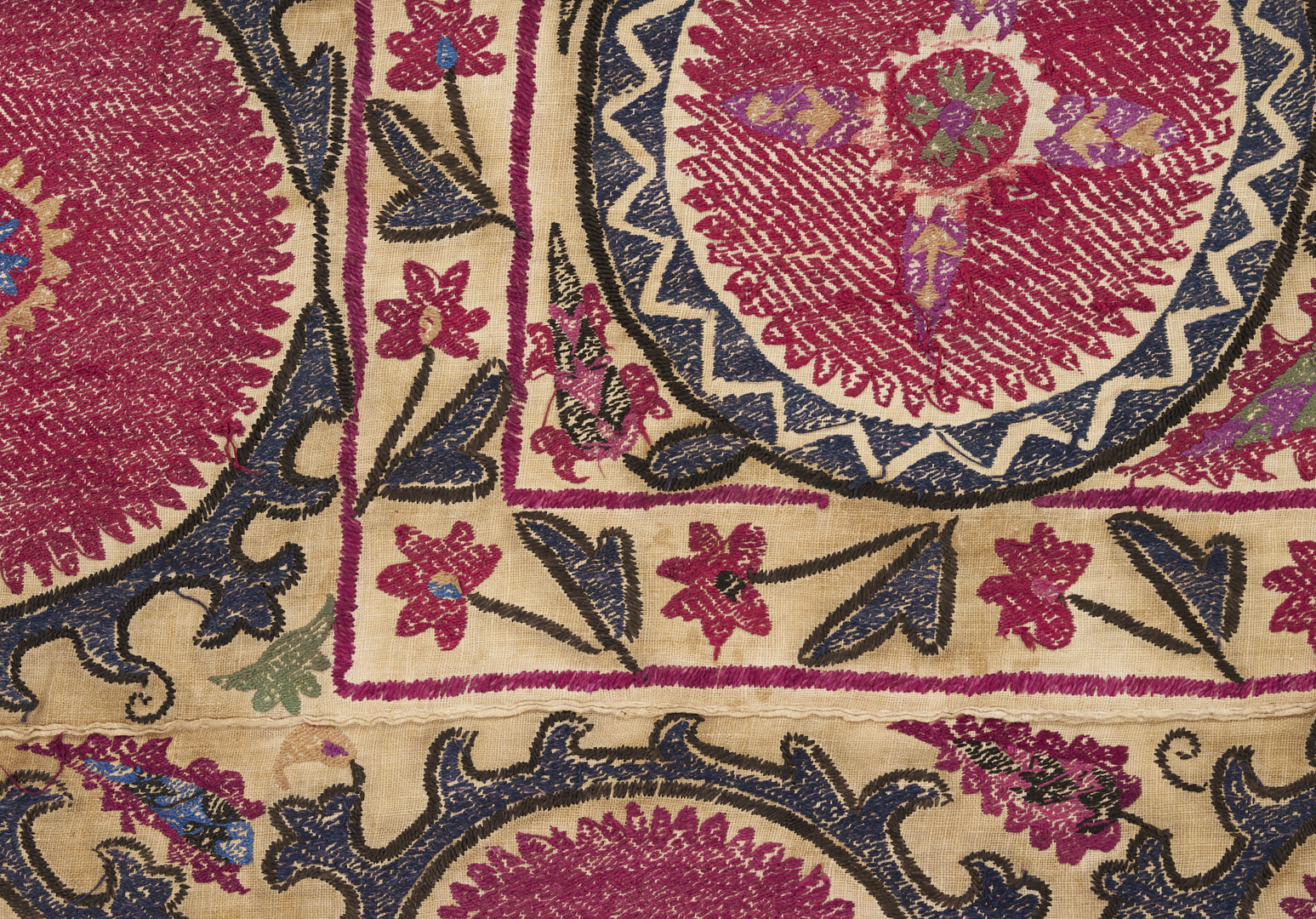 Lot 261: Uzbek Suzani Embroidered Textile, 7 ft x 10 ft