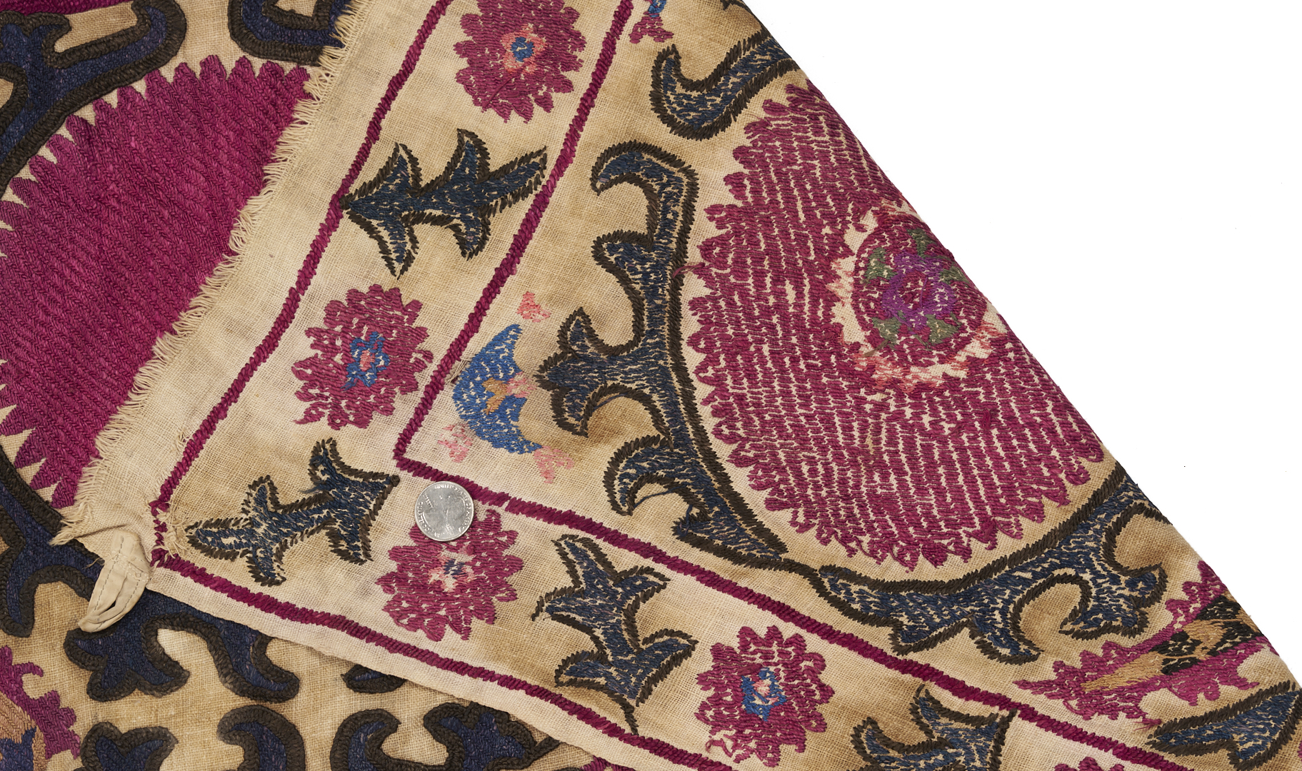 Lot 261: Uzbek Suzani Embroidered Textile, 7 ft x 10 ft