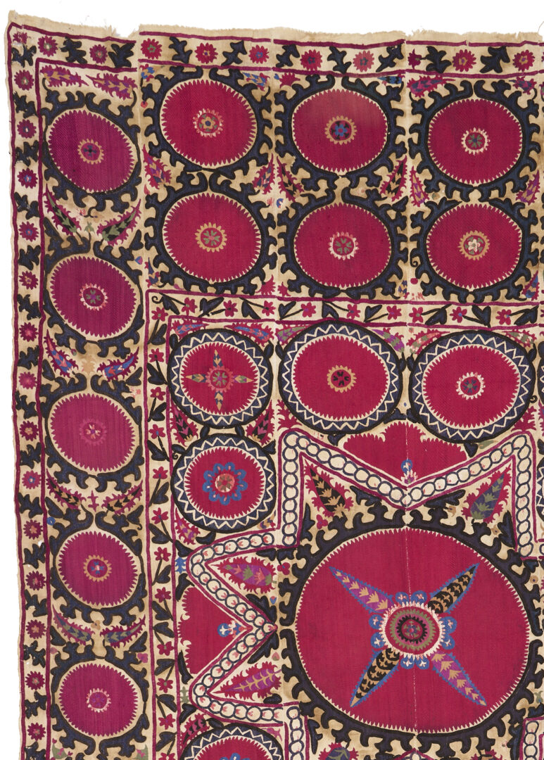 Lot 261: Uzbek Suzani Embroidered Textile, 7 ft x 10 ft