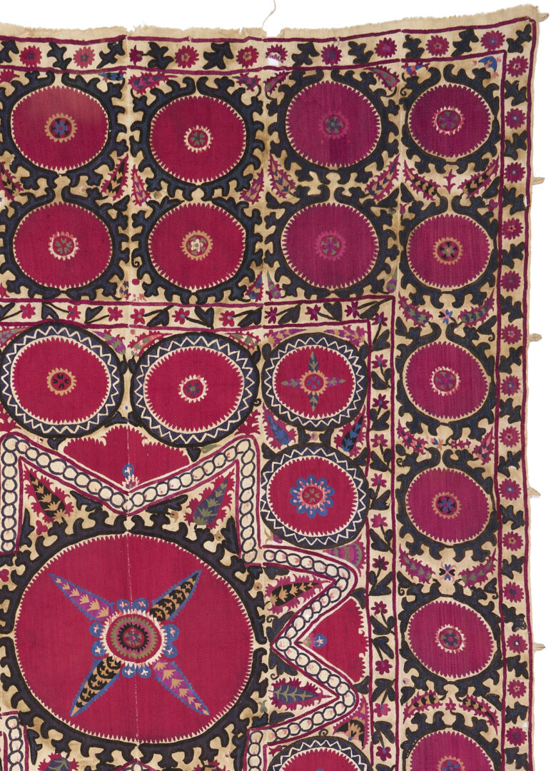 Lot 261: Uzbek Suzani Embroidered Textile, 7 ft x 10 ft