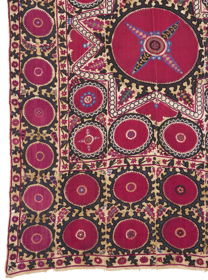 Lot 261: Uzbek Suzani Embroidered Textile, 7 ft x 10 ft
