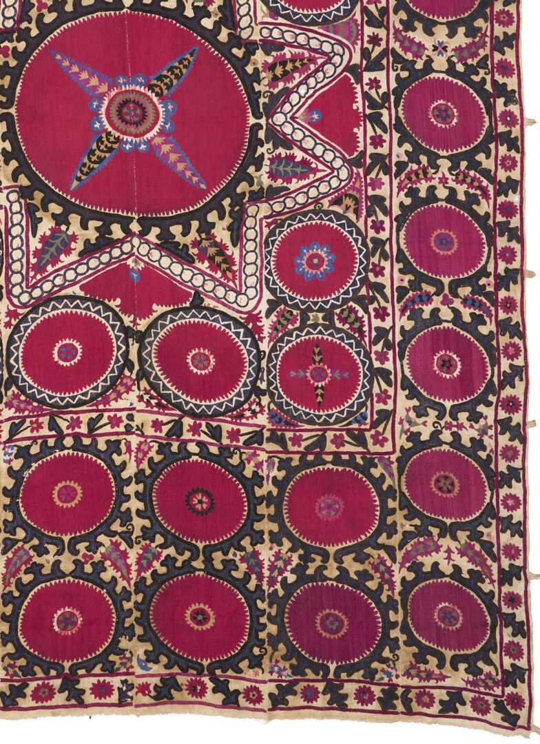 Lot 261: Uzbek Suzani Embroidered Textile, 7 ft x 10 ft