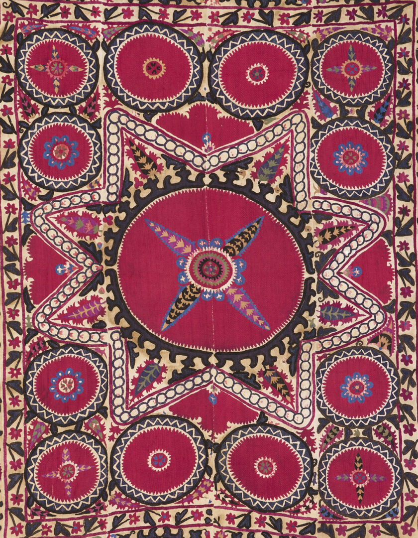 Lot 261: Uzbek Suzani Embroidered Textile, 7 ft x 10 ft
