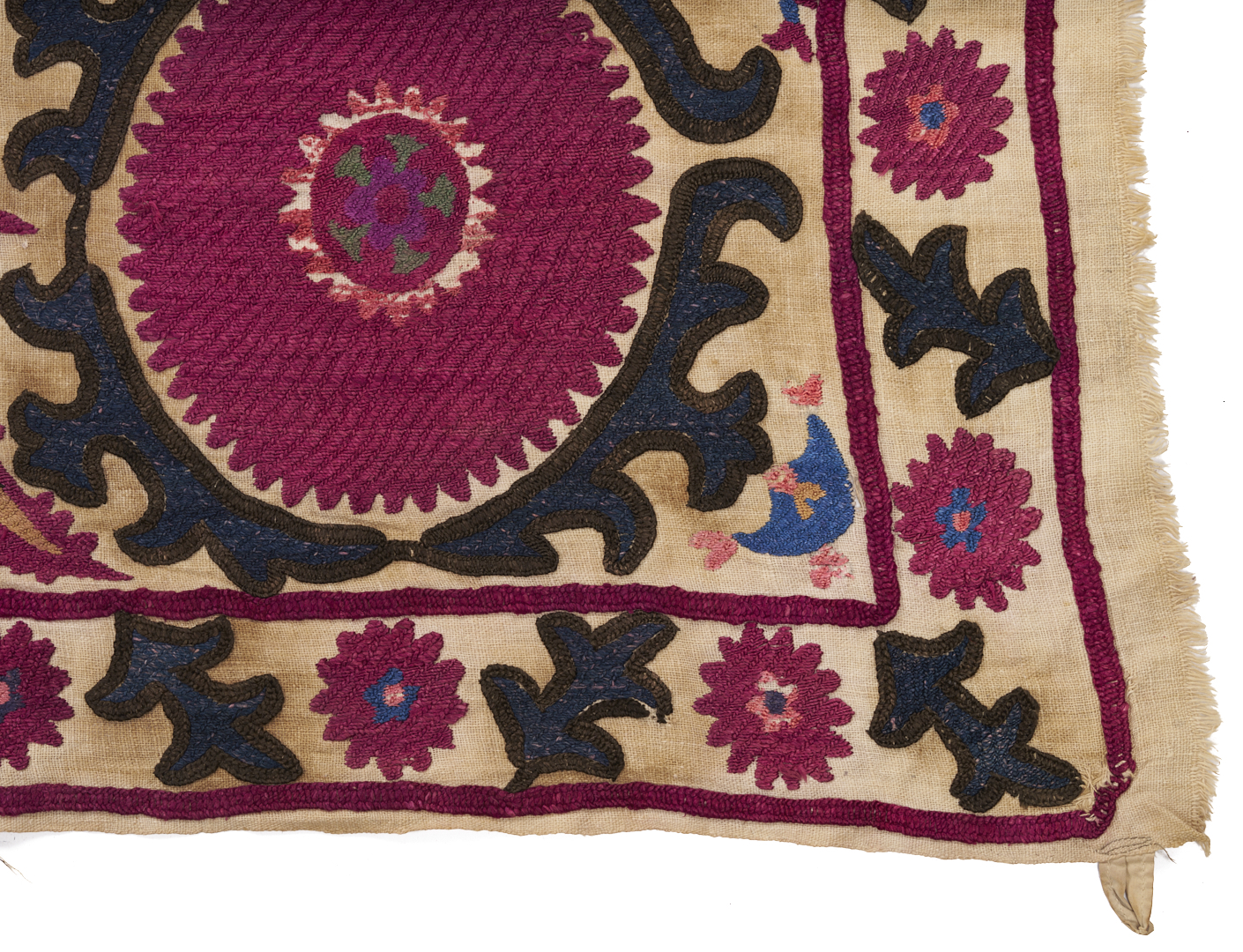 Lot 261: Uzbek Suzani Embroidered Textile, 7 ft x 10 ft