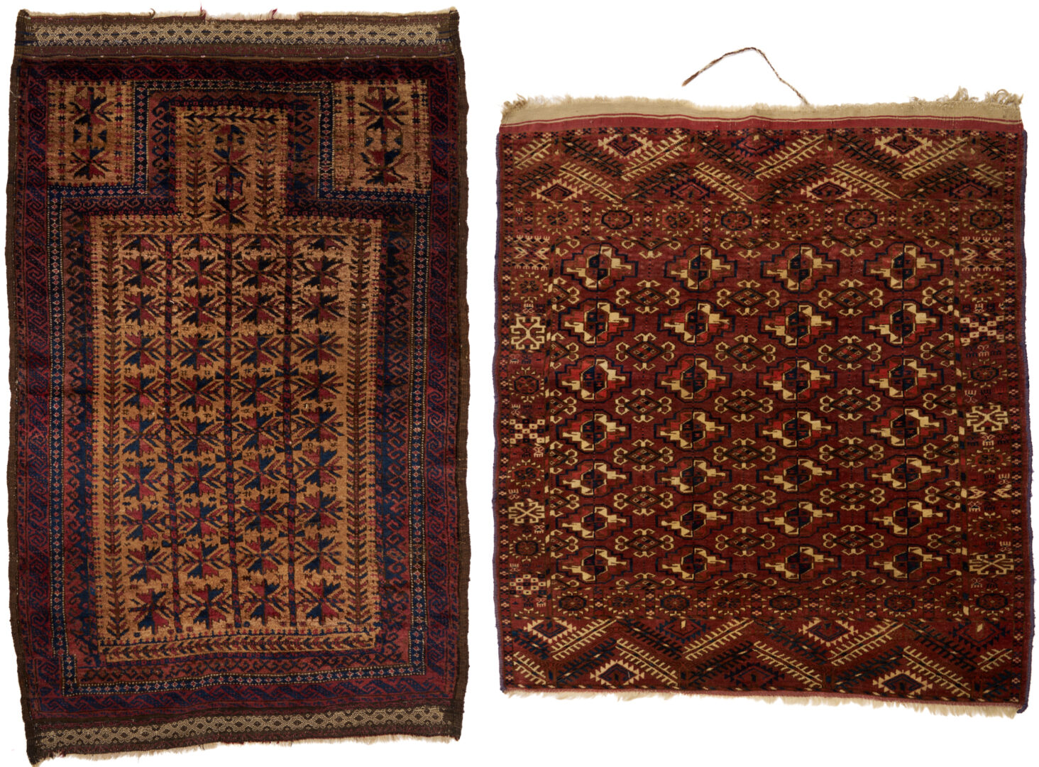 Lot 263: Tekke Turkman Floor Rug & Baluch Prayer Rug