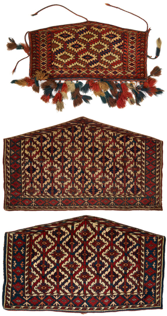 Lot 264: 3 Antique Turkman Yomud Asmalyk Textiles