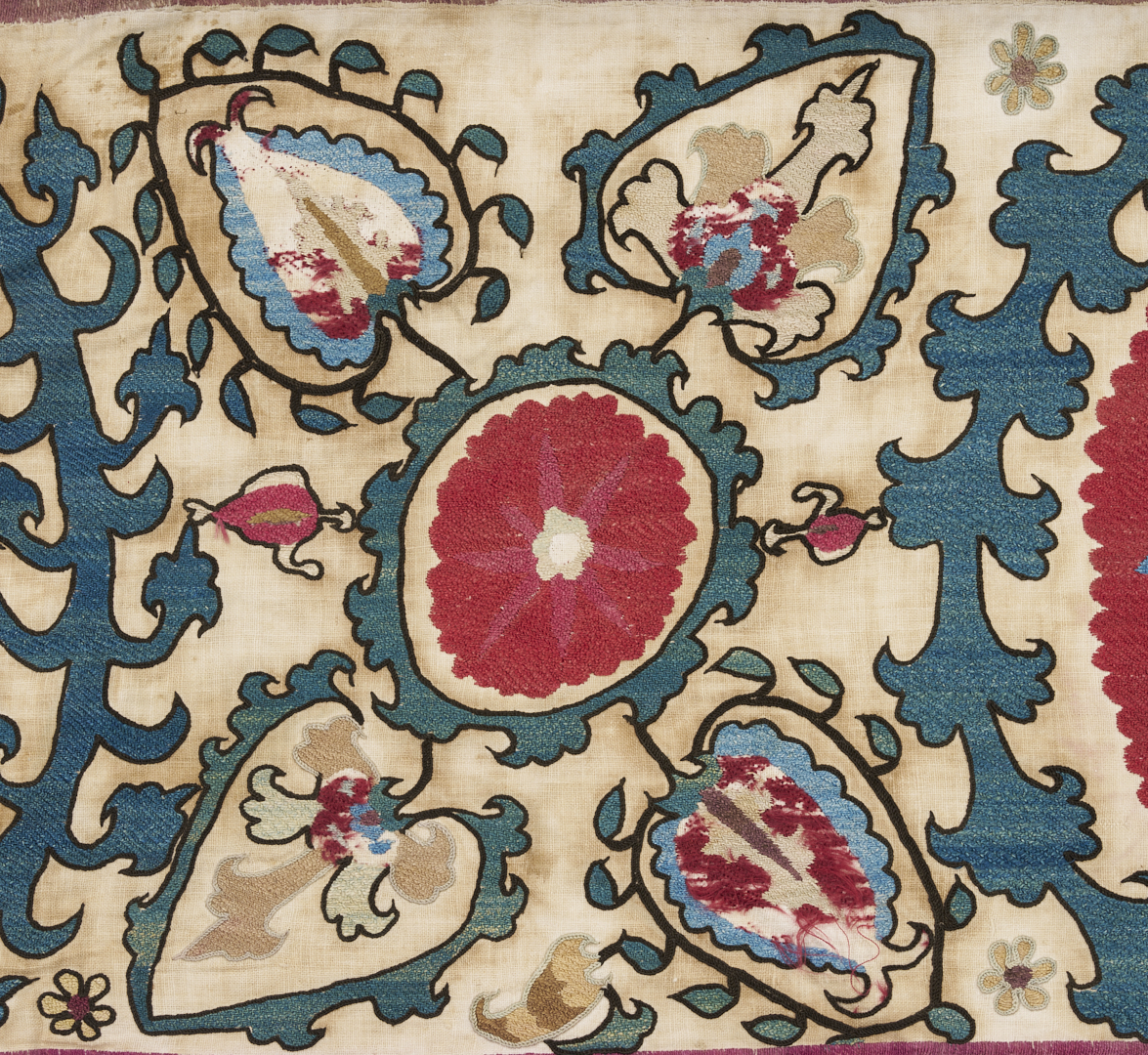 Lot 266: Uzbek Suzani Embroidered Textile, 8ft x 5ft