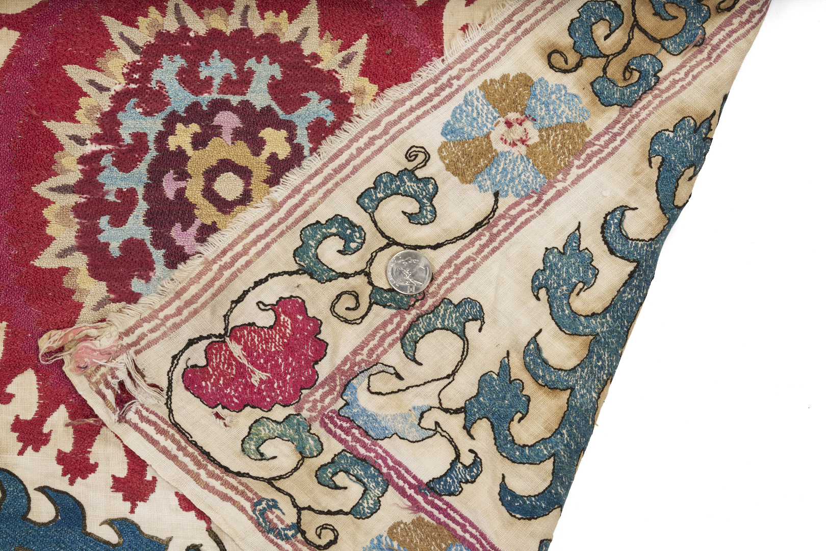 Lot 266: Uzbek Suzani Embroidered Textile, 8ft x 5ft