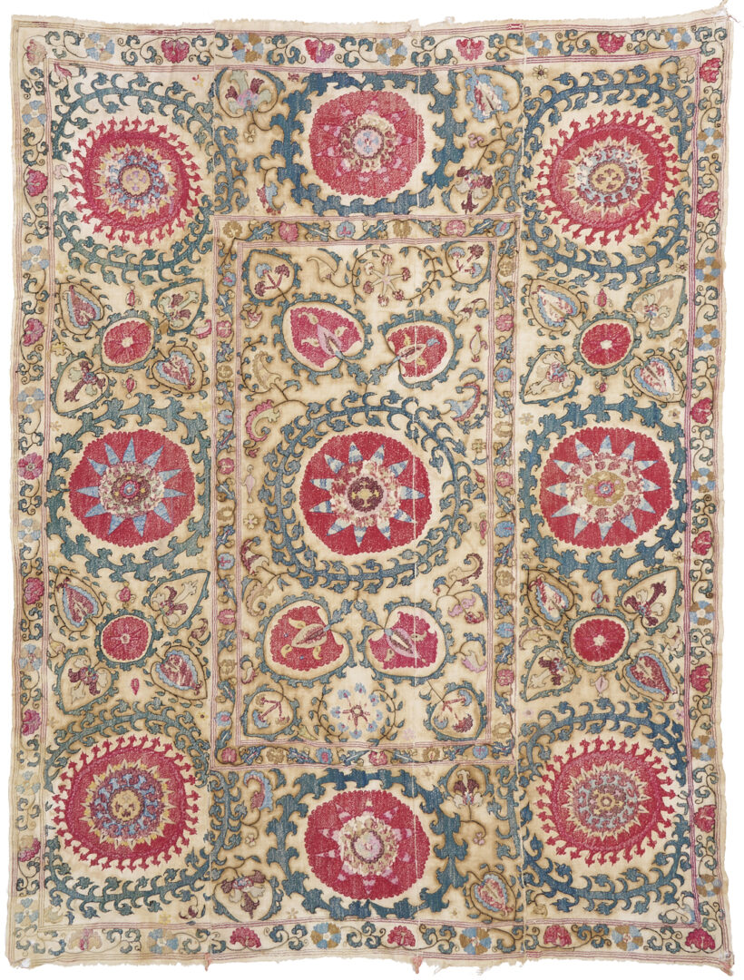 Lot 266: Uzbek Suzani Embroidered Textile, 8ft x 5ft