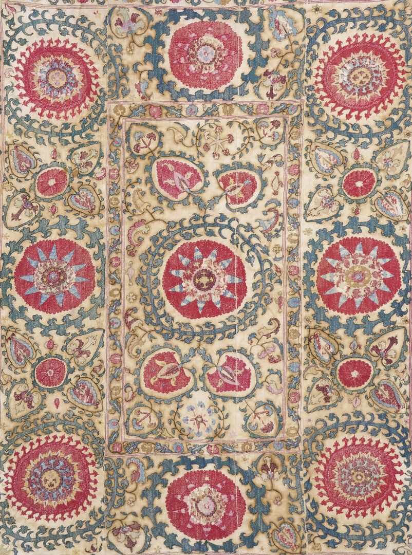 Lot 266: Uzbek Suzani Embroidered Textile, 8ft x 5ft
