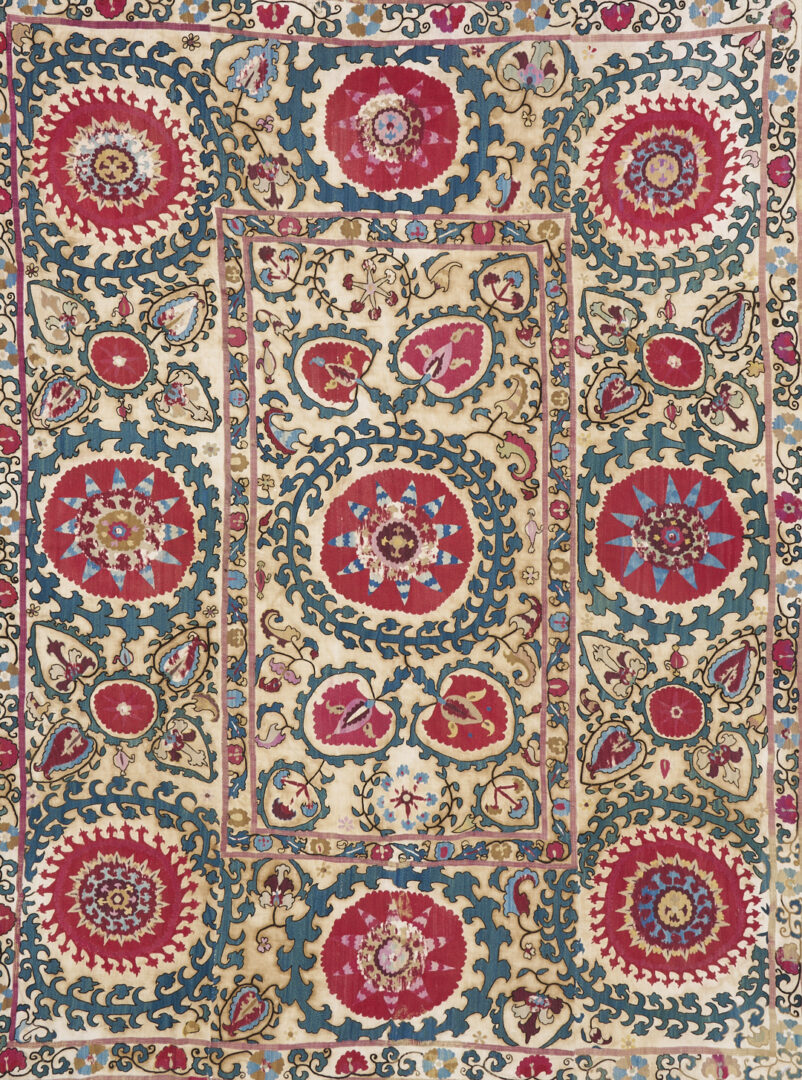 Lot 266: Uzbek Suzani Embroidered Textile, 8ft x 5ft