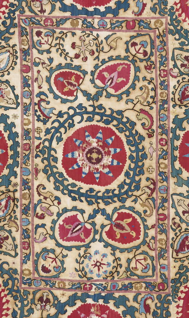 Lot 266: Uzbek Suzani Embroidered Textile, 8ft x 5ft