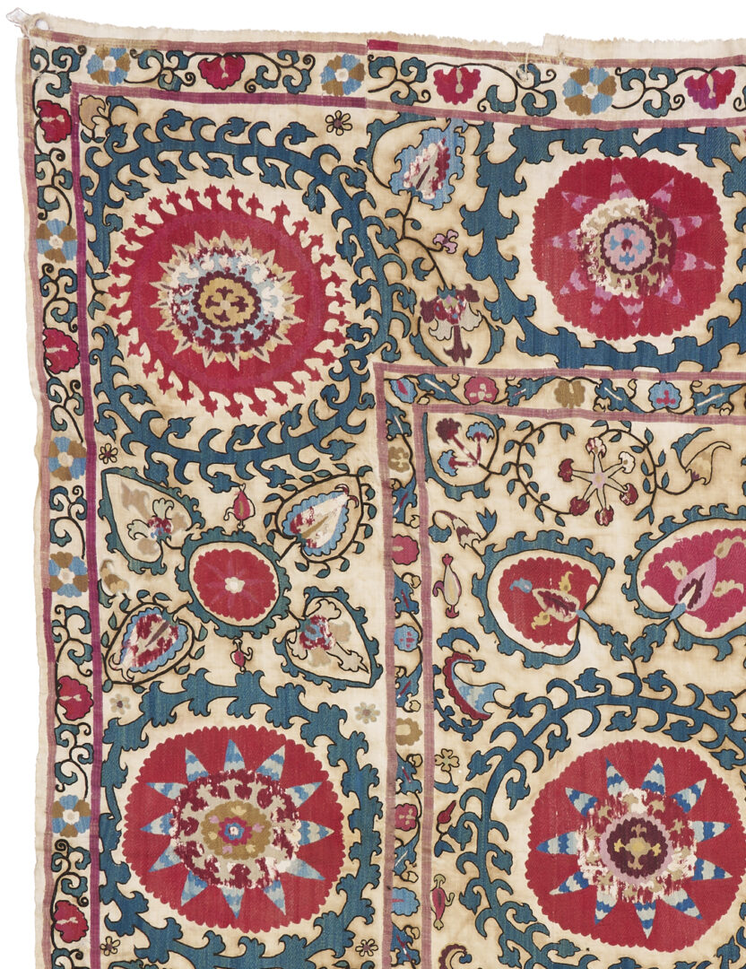 Lot 266: Uzbek Suzani Embroidered Textile, 8ft x 5ft