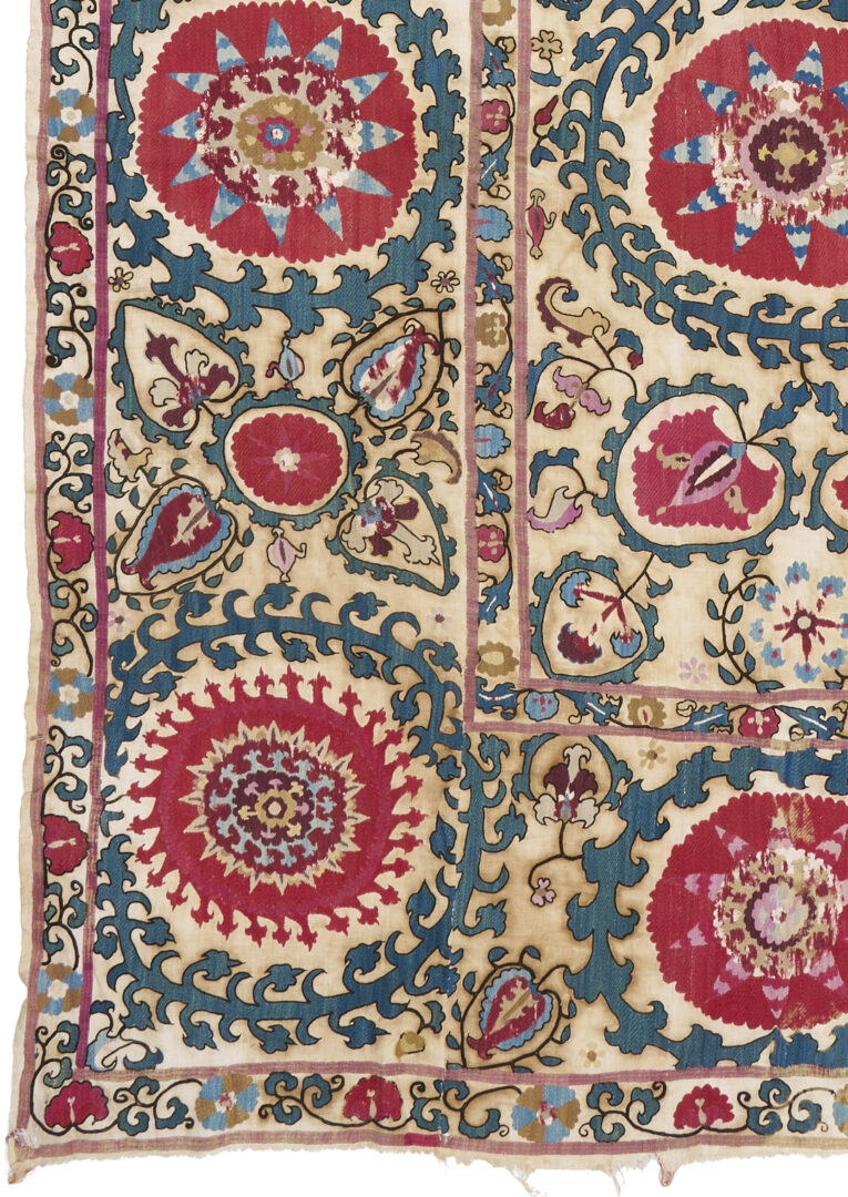 Lot 266: Uzbek Suzani Embroidered Textile, 8ft x 5ft