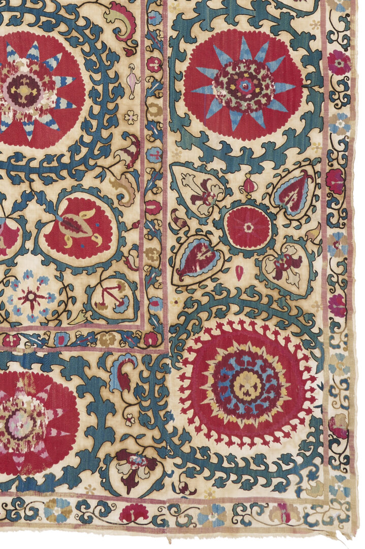 Lot 266: Uzbek Suzani Embroidered Textile, 8ft x 5ft