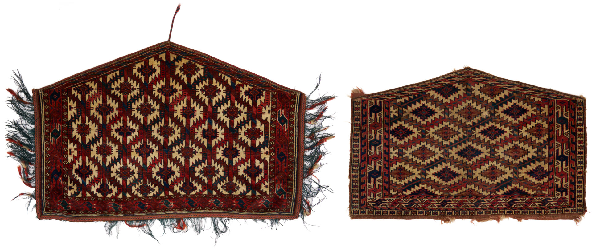 Lot 267: 2 Antique Turkmen Yomud Asmalyk Textiles