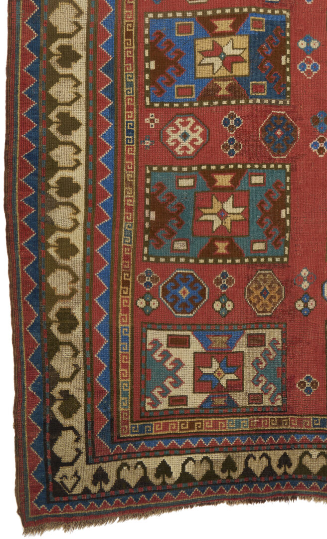 Lot 268: Antique Caucasian Kazak Area Rug, 5 x 7