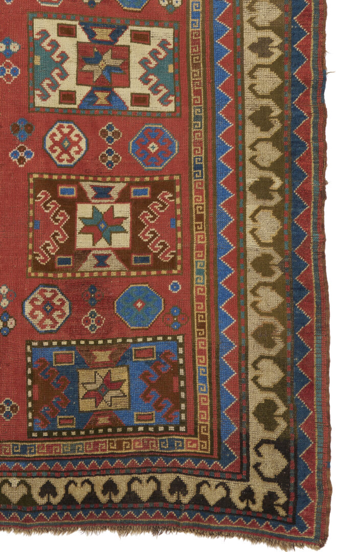 Lot 268: Antique Caucasian Kazak Area Rug, 5 x 7