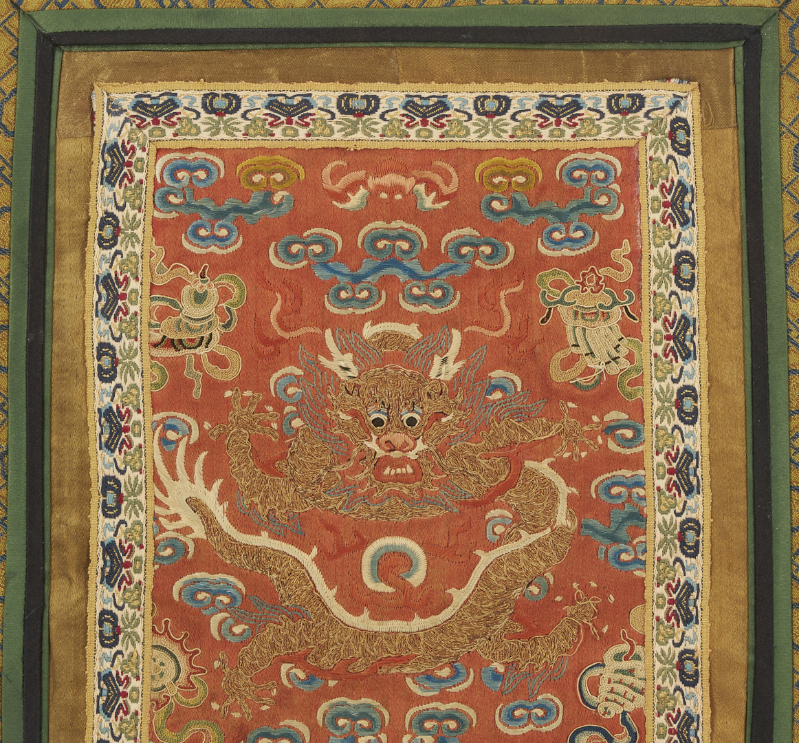 Lot 26: 3 Chinese Embroideries Incl. Dragons, Forbidden Stitch