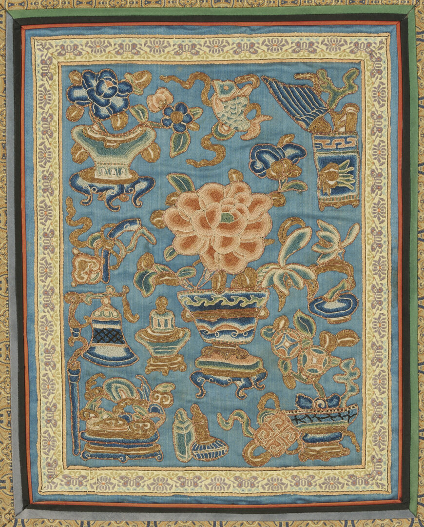 Lot 26: 3 Chinese Embroideries Incl. Dragons, Forbidden Stitch