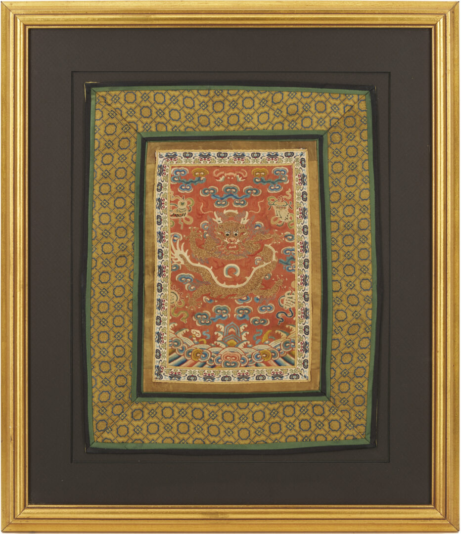 Lot 26: 3 Chinese Embroideries Incl. Dragons, Forbidden Stitch