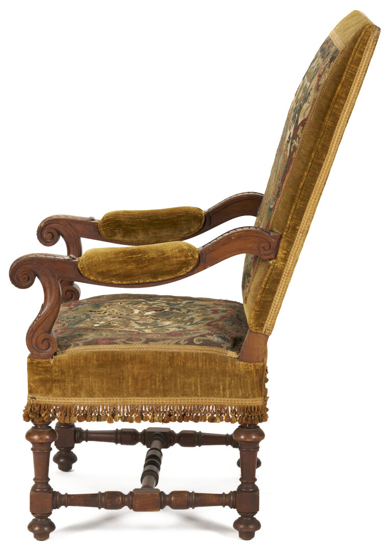 Lot 270: Pr. Needlework Upholstered Baroque Style Armchairs