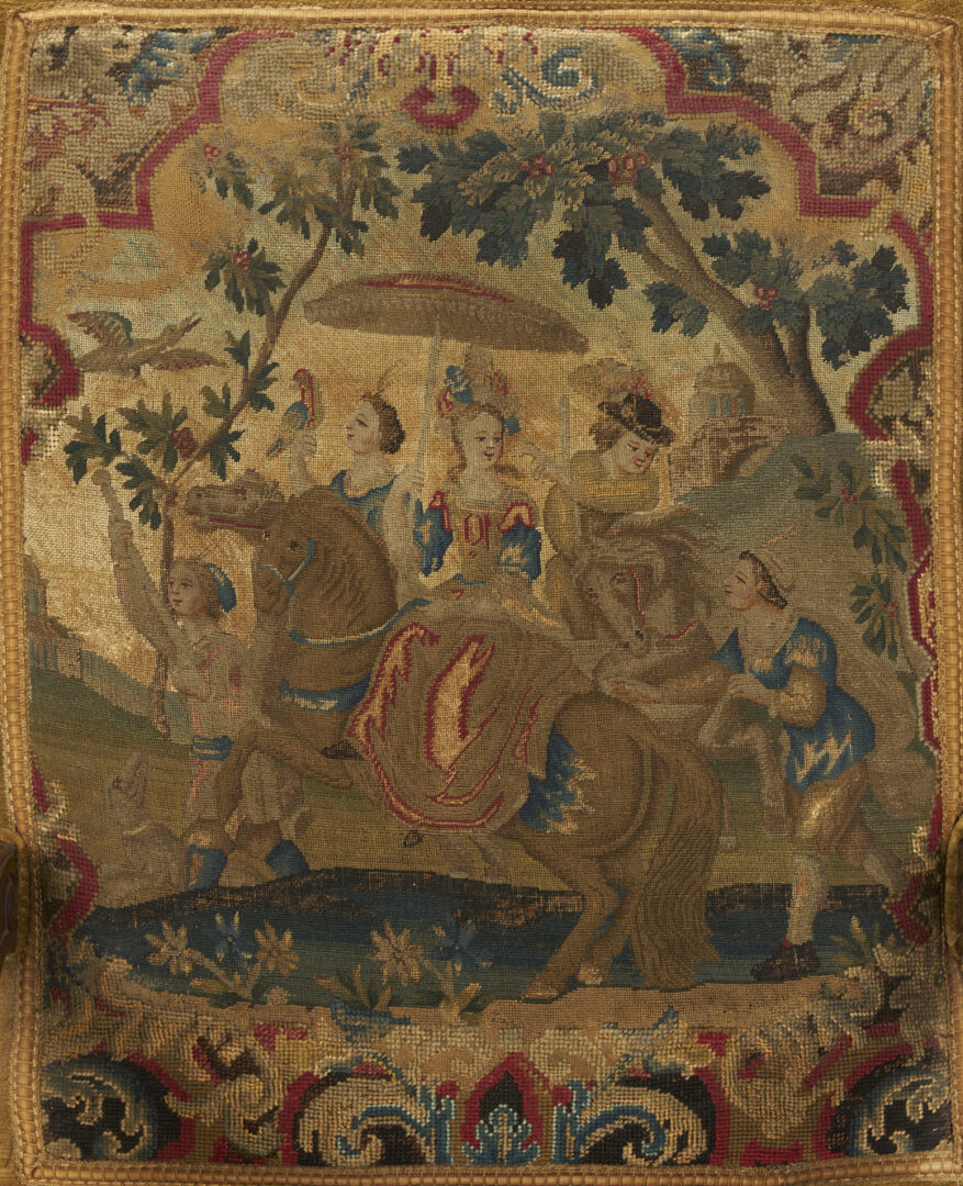 Lot 270: Pr. Needlework Upholstered Baroque Style Armchairs