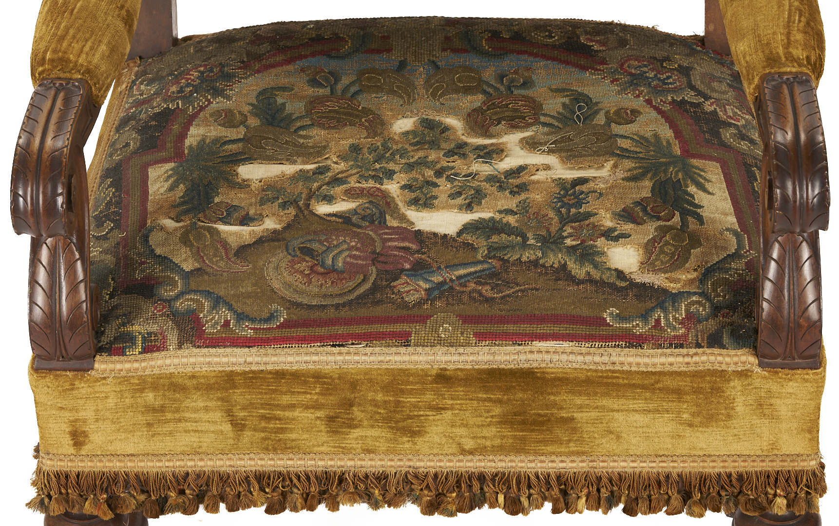 Lot 270: Pr. Needlework Upholstered Baroque Style Armchairs