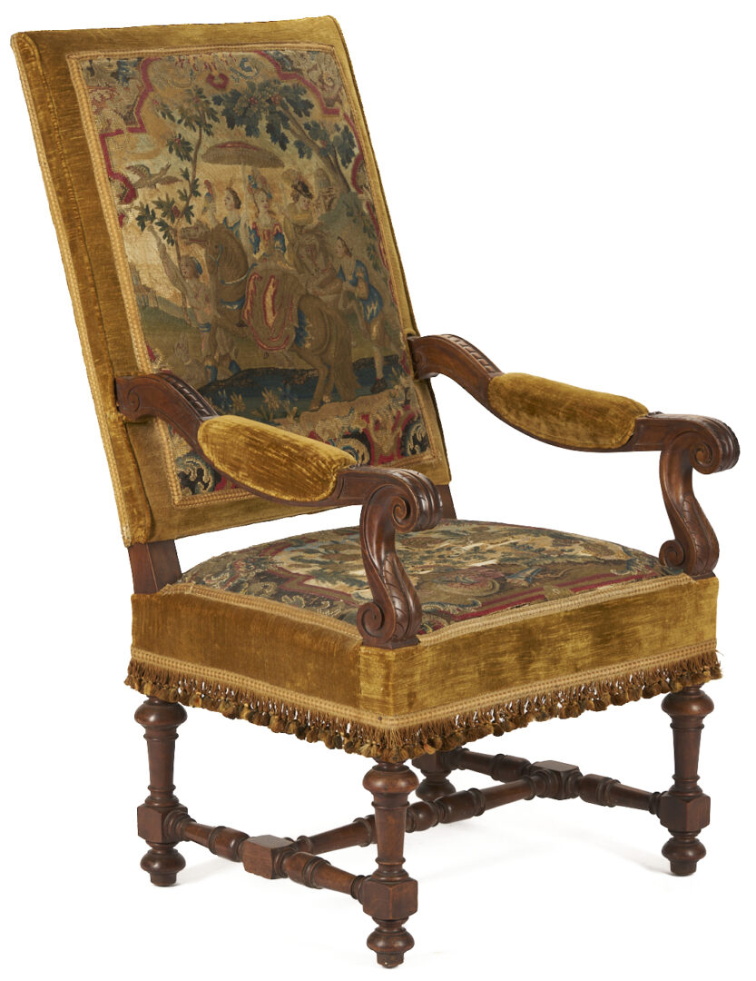 Lot 270: Pr. Needlework Upholstered Baroque Style Armchairs