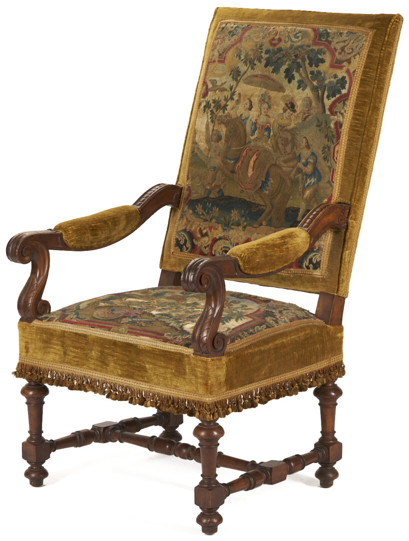 Lot 270: Pr. Needlework Upholstered Baroque Style Armchairs