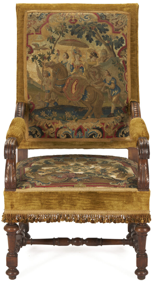 Lot 270: Pr. Needlework Upholstered Baroque Style Armchairs