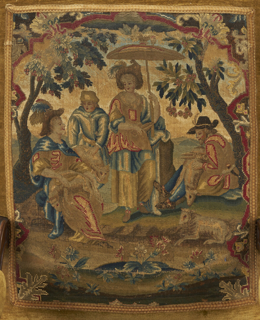 Lot 270: Pr. Needlework Upholstered Baroque Style Armchairs