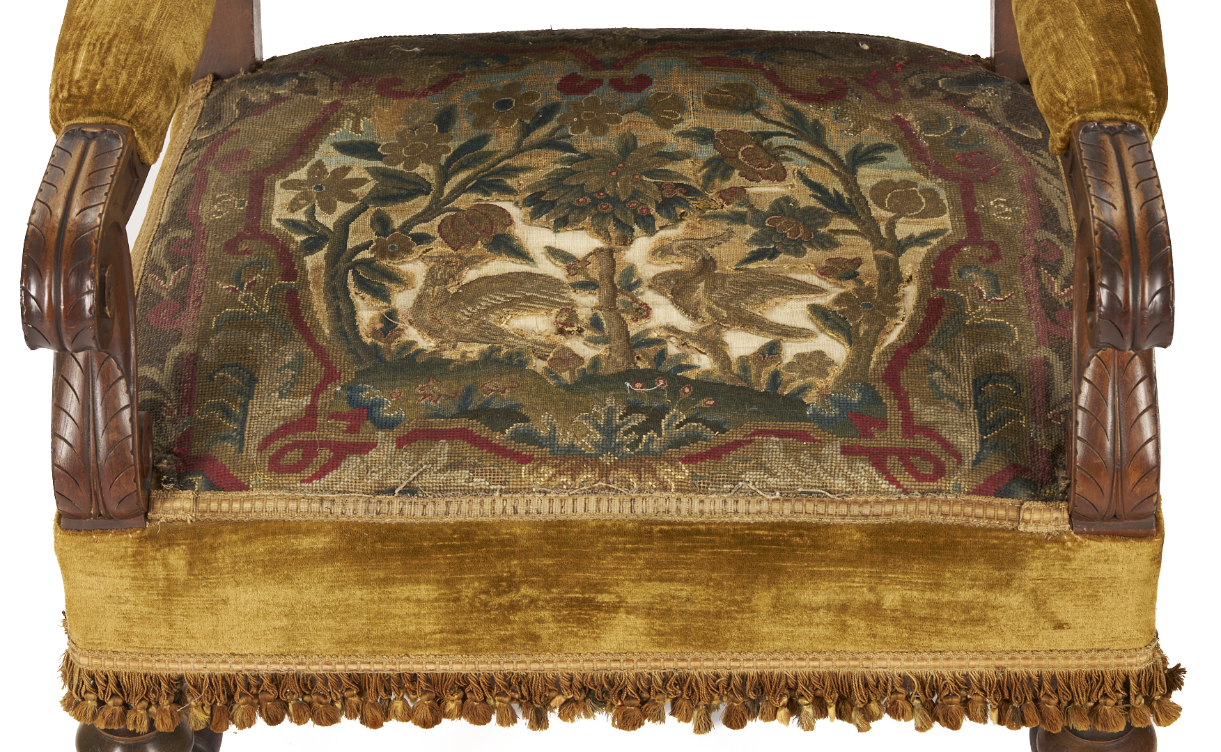 Lot 270: Pr. Needlework Upholstered Baroque Style Armchairs