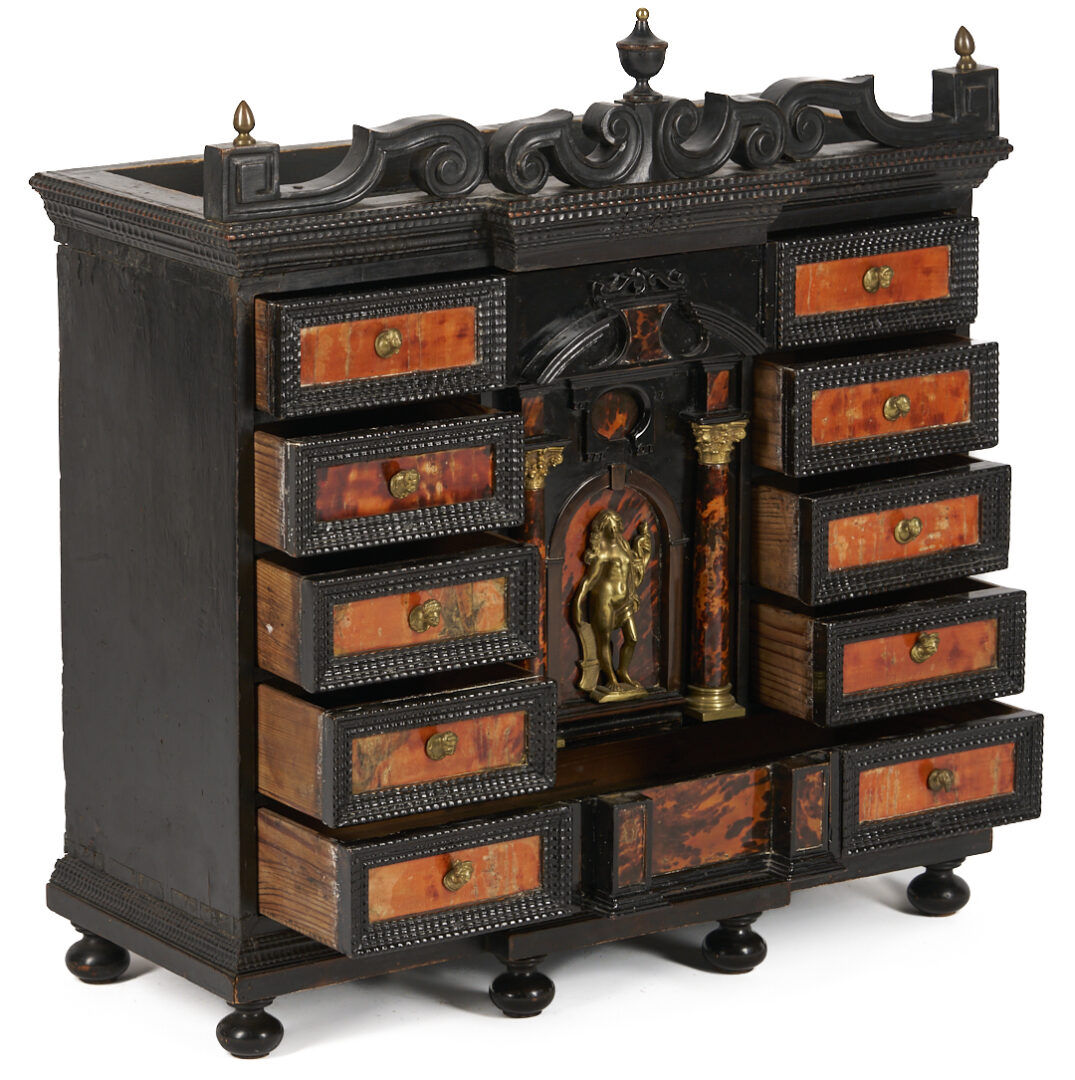 Lot 272: Tortoise and Ormolu Vargueno Cabinet, Baroque Style