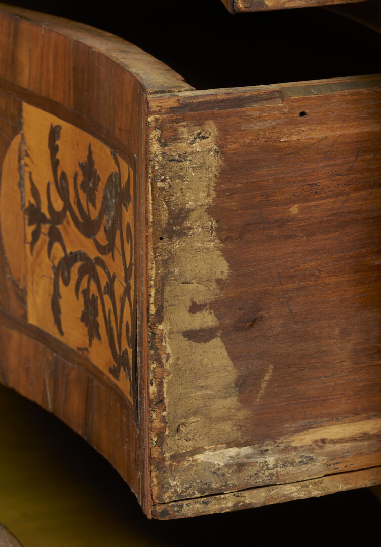 Lot 274: Italian Inlaid Walnut Serpentine Writing Bureau