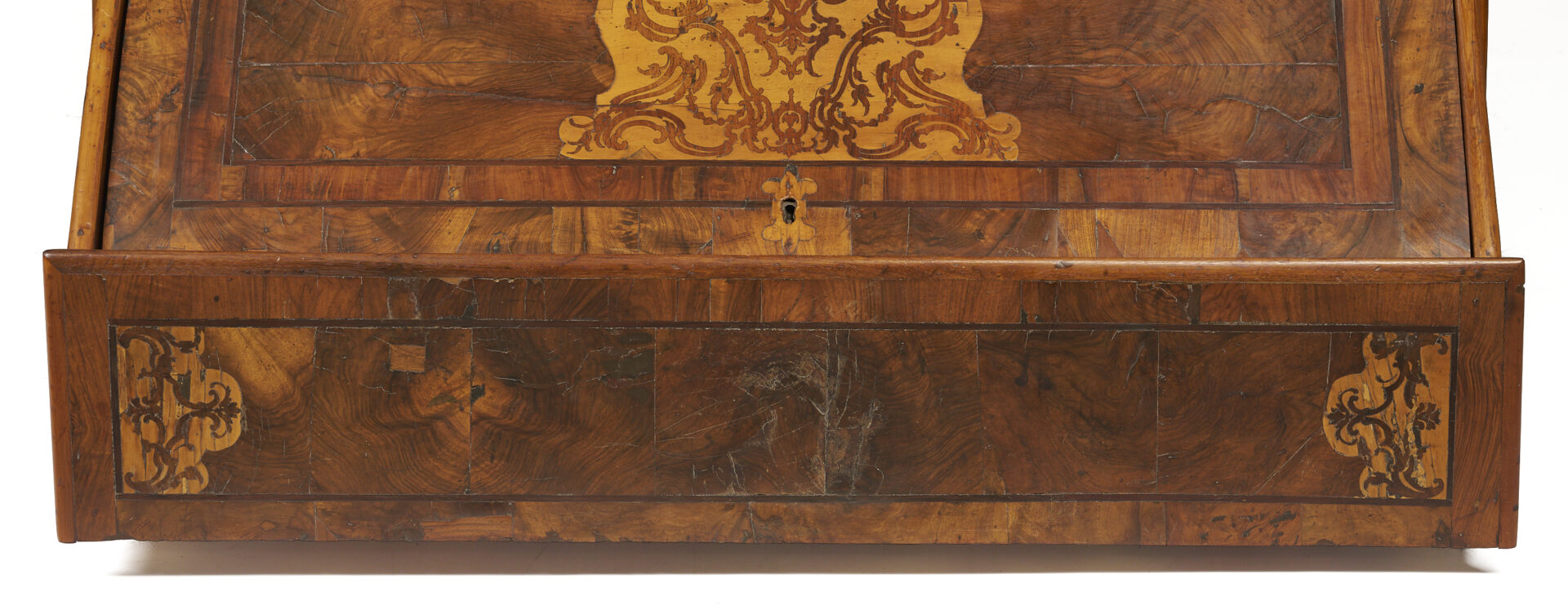 Lot 274: Italian Inlaid Walnut Serpentine Writing Bureau