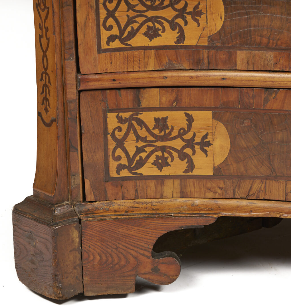 Lot 274: Italian Inlaid Walnut Serpentine Writing Bureau