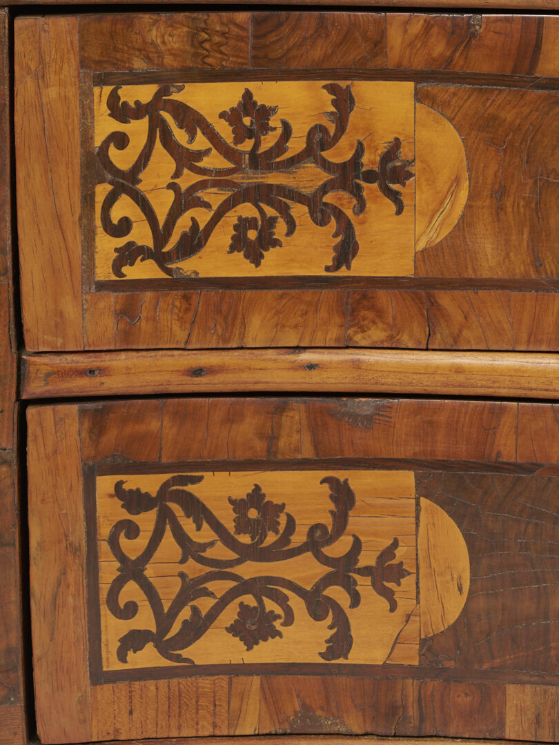 Lot 274: Italian Inlaid Walnut Serpentine Writing Bureau